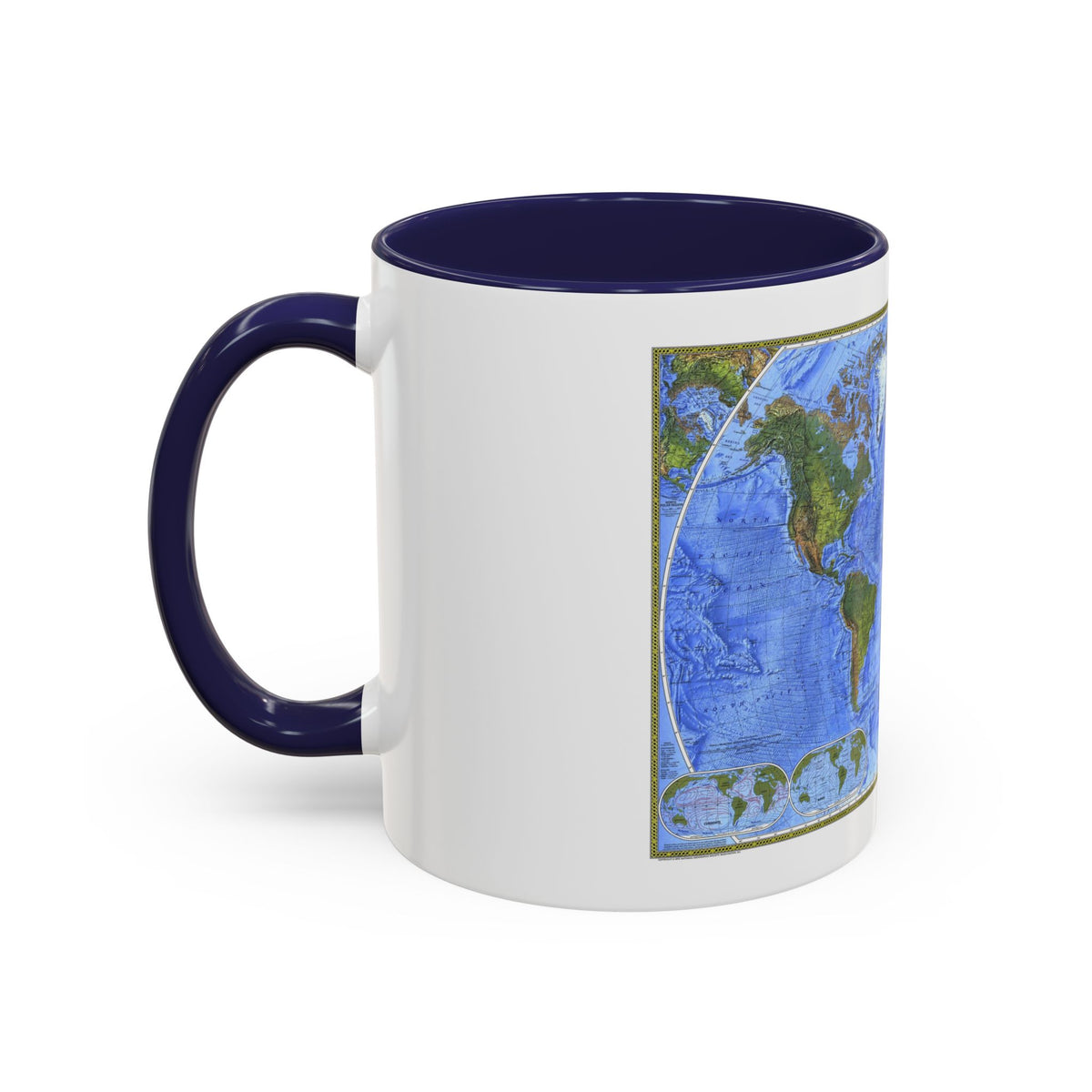 World Map - The Physical World (1975) (Map) Accent Coffee Mug