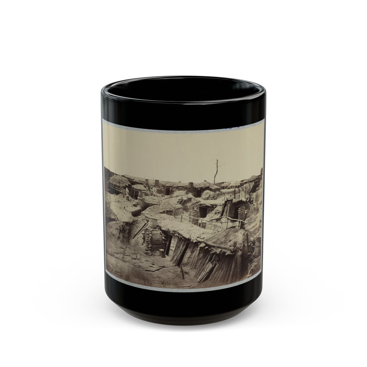 Bomb-Proof Quarters In Fort Sedgwick In Front Of Petersburg, Va. (U.S. Civil War) Black Coffee Mug