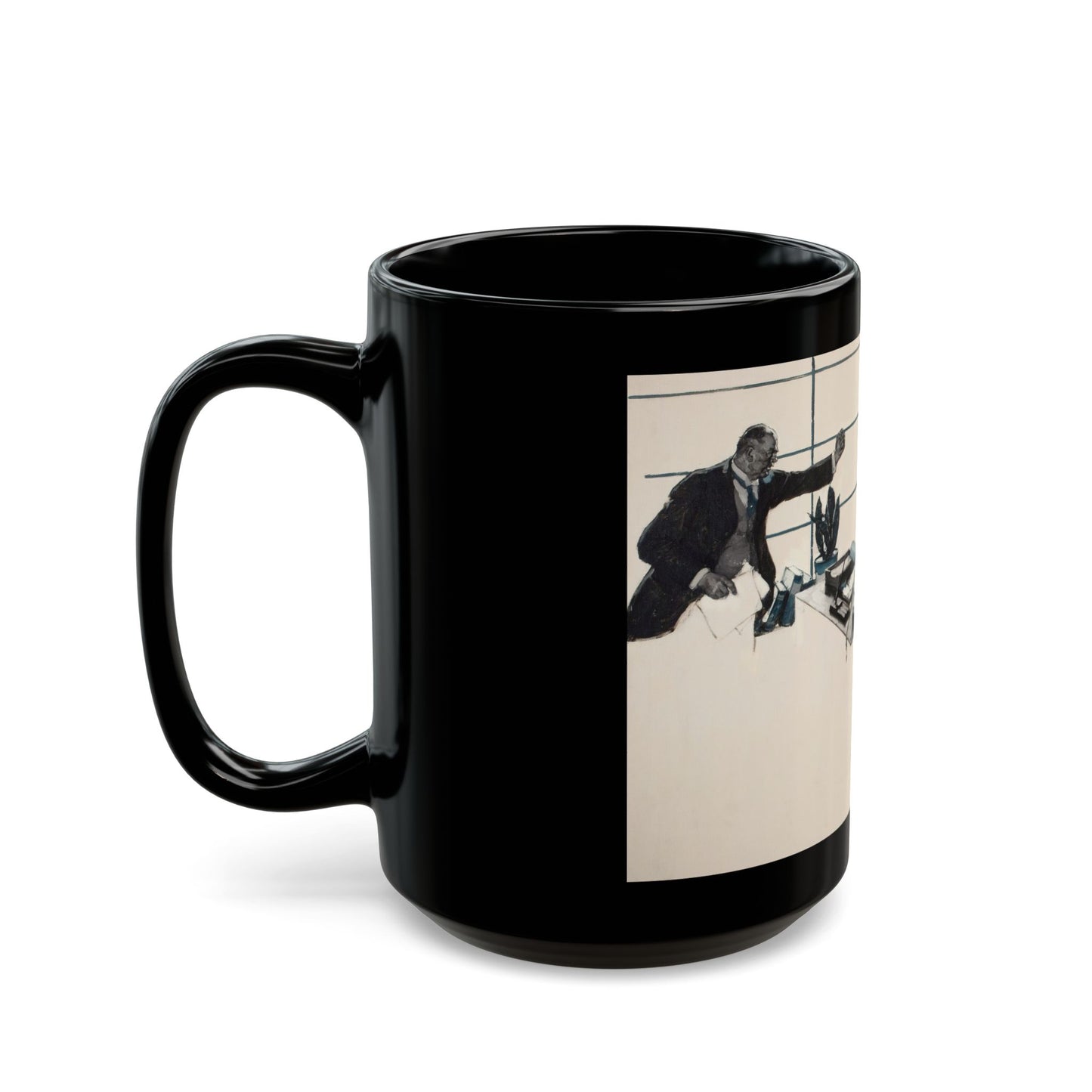 Couple in Modern Office, 1931 - Black Coffee Mug-Go Mug Yourself