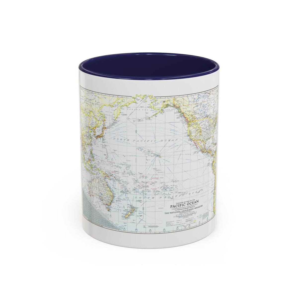 Pacific Ocean - Theater of War (1942) (Map) Accent Coffee Mug