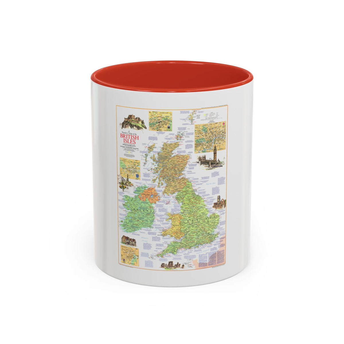 British Isles - A Traveller's Map 1 (1974) (Map) Accent Coffee Mug