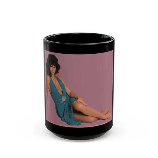 Caroline Munro #223 (Vintage Female Icon) Black Coffee Mug-15oz-Go Mug Yourself