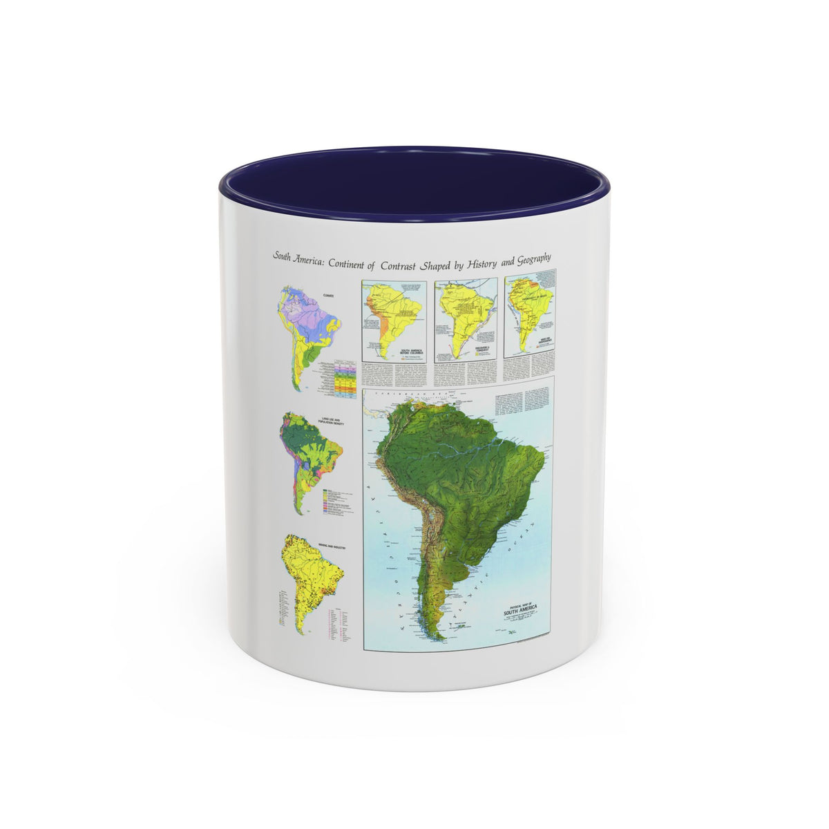 South America - Physical Map (1972) (Map) Accent Coffee Mug