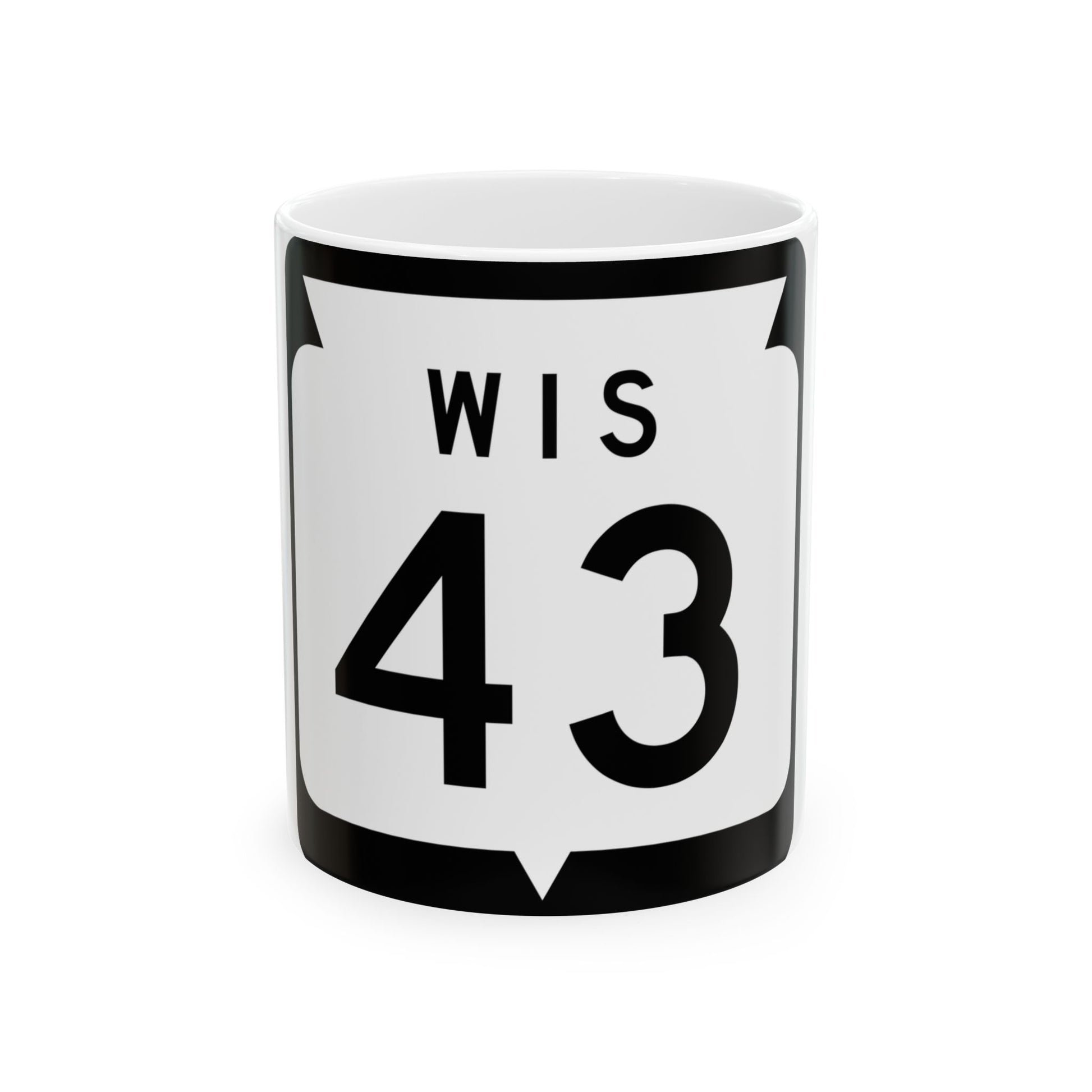WIS 43 1970 (Wisconsin) (Road Sign) White Coffee Mug-11oz-Go Mug Yourself