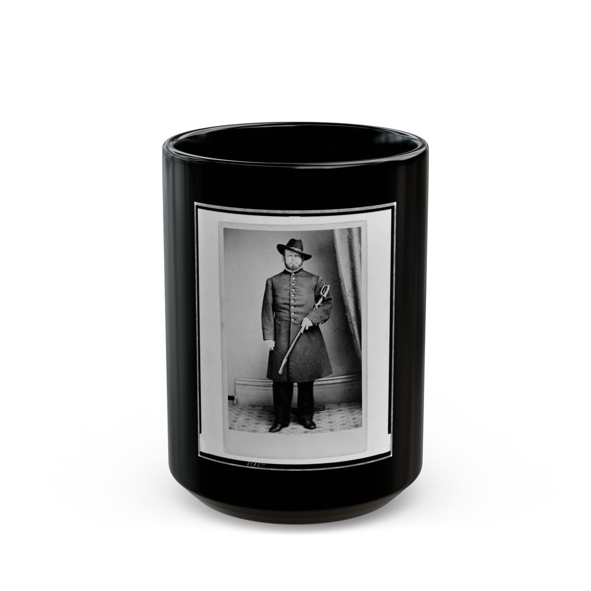 Elliott( ), Union Officer, Full-Length Portrait, Standing, Holding Sword In Left Hand, Facing Front (U.S. Civil War) Black Coffee Mug