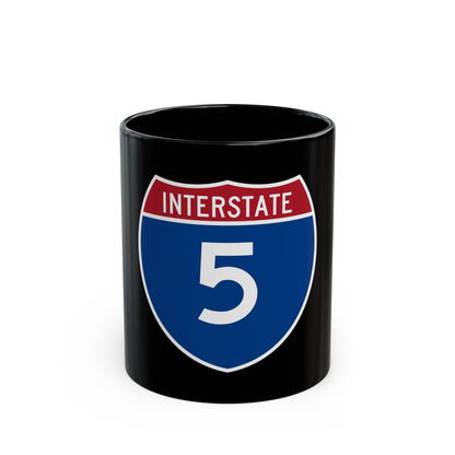 Interstate 5 highway shield, flat vector, in navy, red and white, with INTERSTATE across the top band.