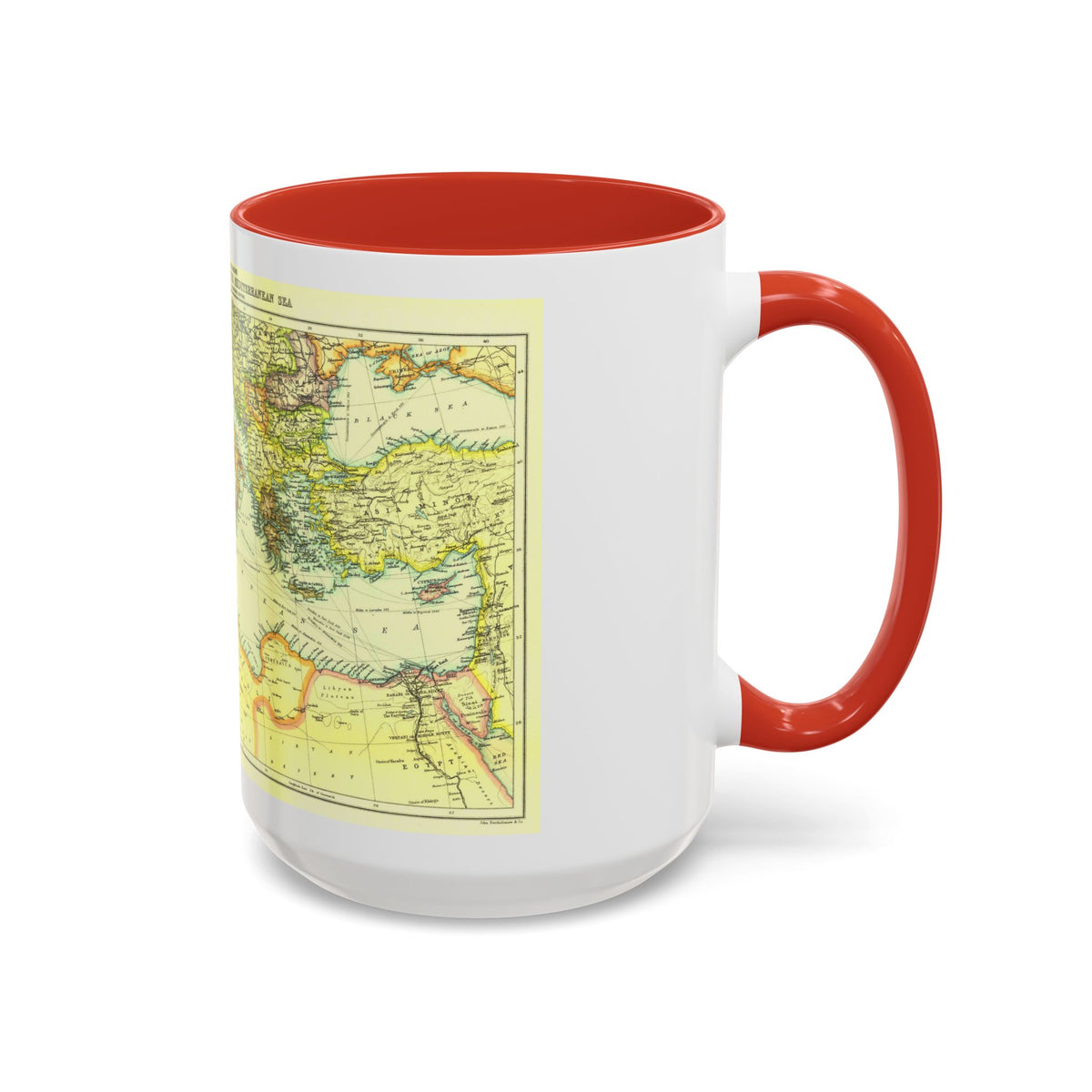 Mediterranean - Countries Bordering the (1912) (Map) Accent Coffee Mug