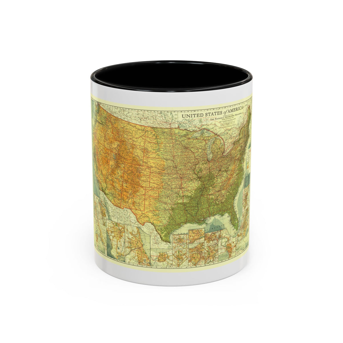 USA - The United States (1923) (Map) Accent Coffee Mug