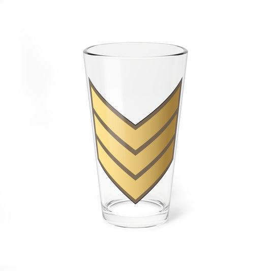 Three stacked gold chevrons separated by brown borders, pointing downward on a white background with gradient shading.