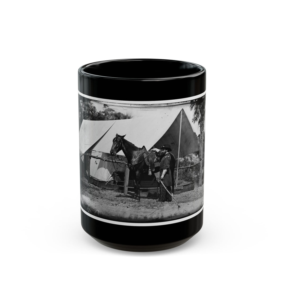 Morris Island, South Carolina. General Quincy A. Gillmore In Front Of His Tent (U.S. Civil War) Black Coffee Mug