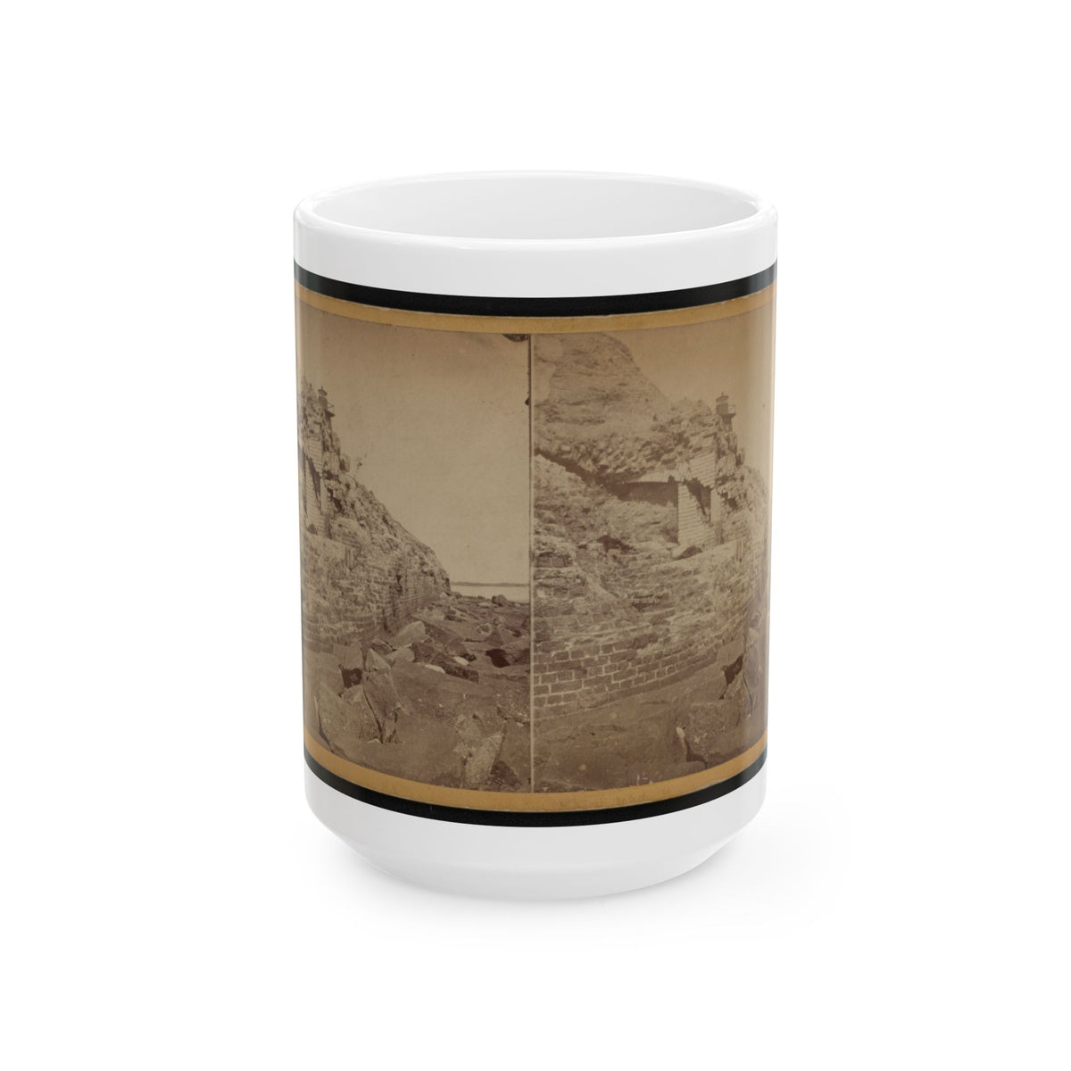 Damage To Exterior Wall Of Fort Sumter From Bombardment, Charleston, South Carolina (U.S. Civil War) White Coffee Mug