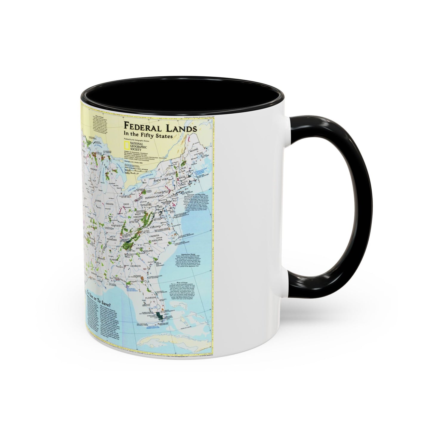 USA - Terres fédérales dans les cinquante États (1996) (Carte) Tasse à café décorative