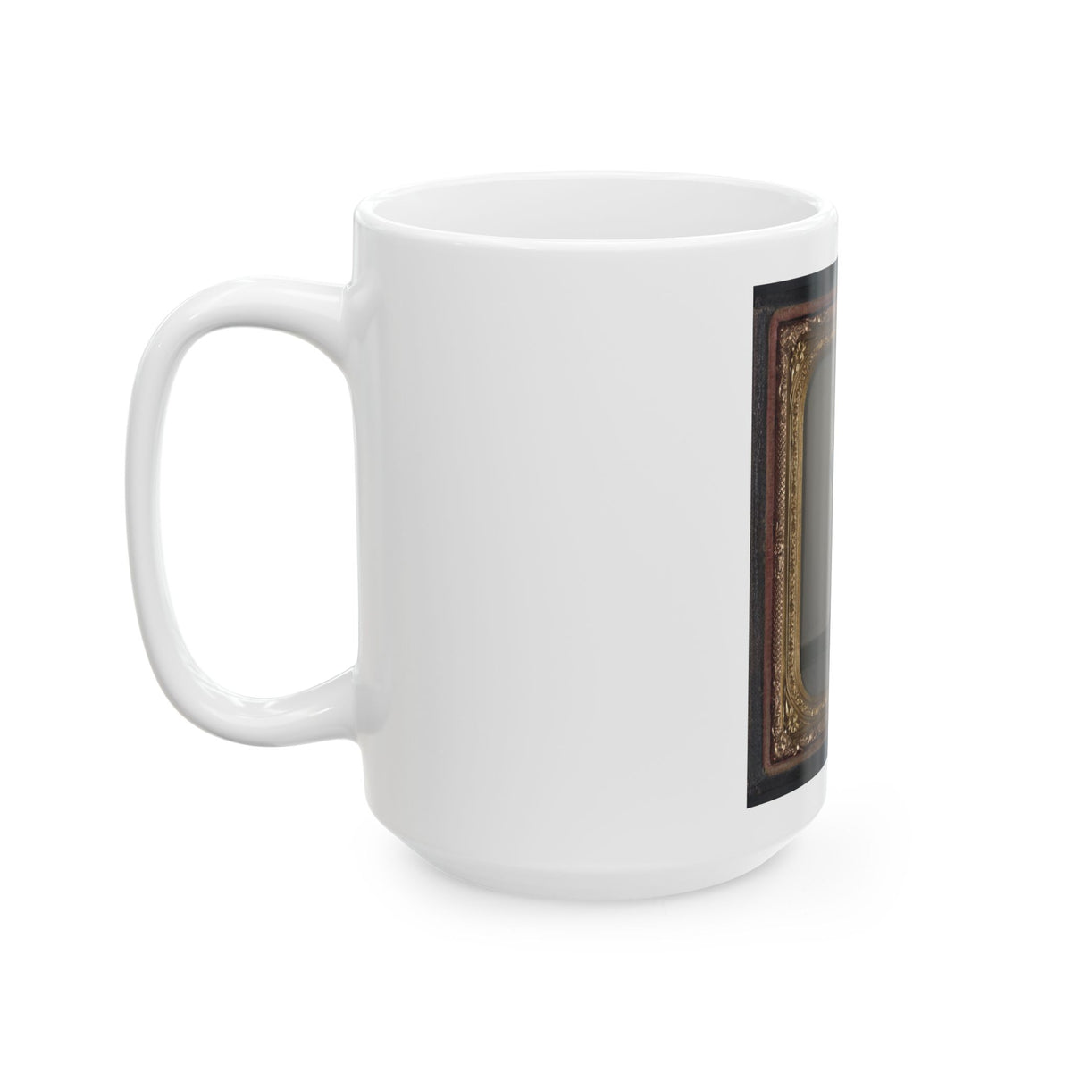 Unidentified Soldier In Union Uniform In Front Of Posing Stand And Leaning Against Column (U.S. Civil War) White Coffee Mug