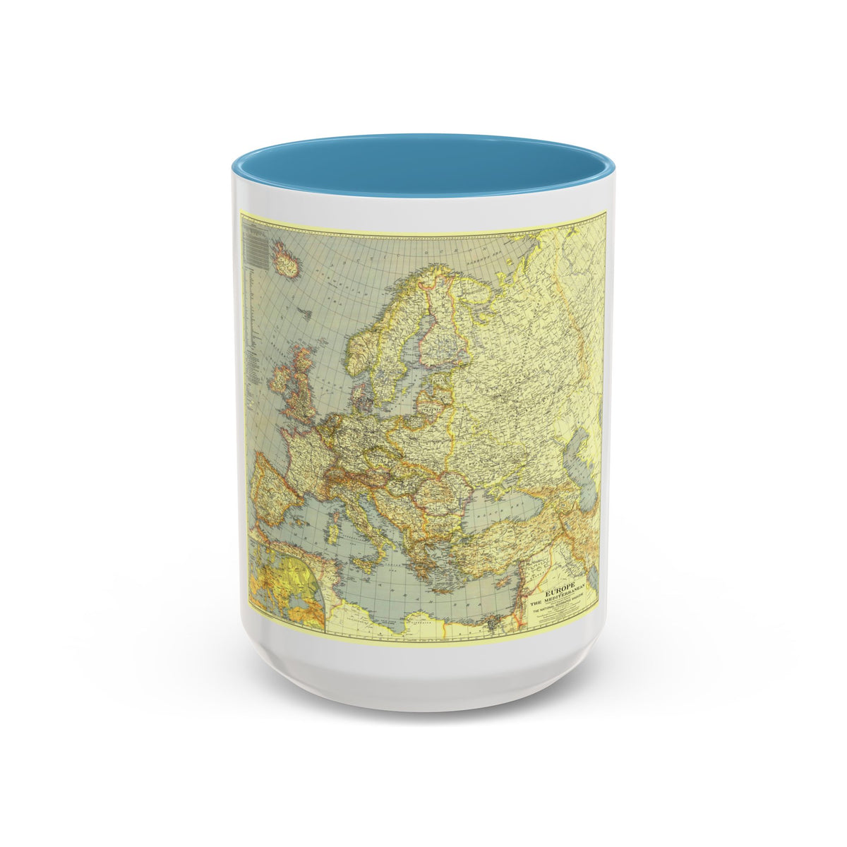 Europe and the Mediterranean (1938) (Map) Accent Coffee Mug
