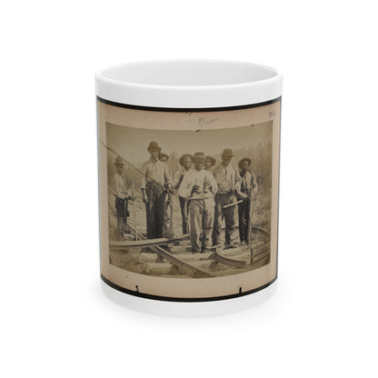 Military Railroad Operations In Northern Virginia  Men Standing On Railroad Track (U.S. Civil War) White Coffee Mug