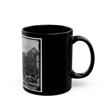 Richmond, Va. Barges With African Americans On The Canal; Ruined Buildings Beyond (U.S. Civil War) Black Coffee Mug-Go Mug Yourself