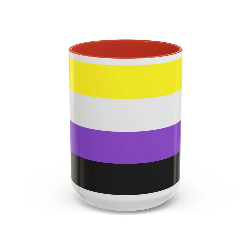 Nonbinary Pride Flag - Accent Coffee Mug-15oz-Red-Go Mug Yourself