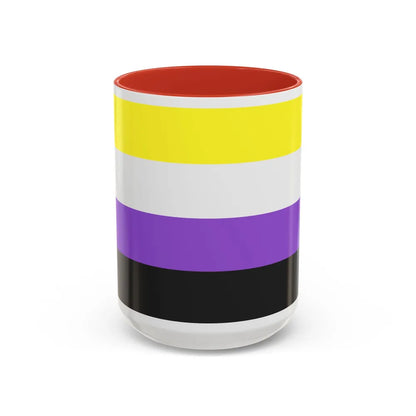 Nonbinary Pride Flag - Accent Coffee Mug-15oz-Red-Go Mug Yourself