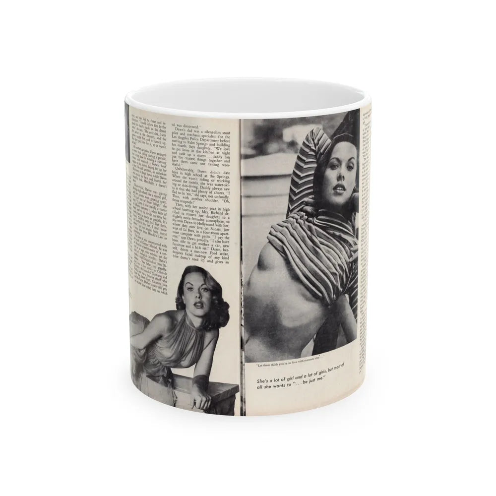 Dawn Richard #45 - [Pages 22 & 23] Including Pages 3 & 4 of 4 with, 3 B&W Photos+Article from Adam Mag. '58 - Photo (Vintage Female Icon) White Coffee Mug-11oz-Go Mug Yourself