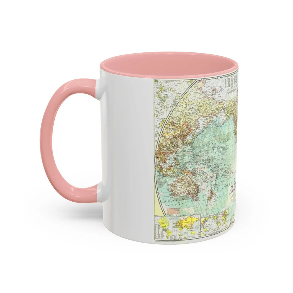 World Map (1957) (Map) Accent Coffee Mug-Go Mug Yourself