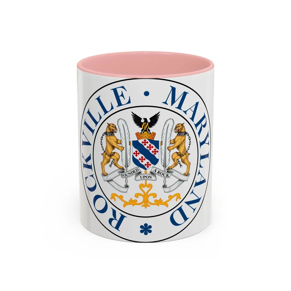 Seal of Rockville Maryland - Accent Coffee Mug-11oz-Pink-Go Mug Yourself