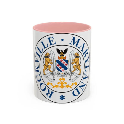 Seal of Rockville Maryland - Accent Coffee Mug-11oz-Pink-Go Mug Yourself