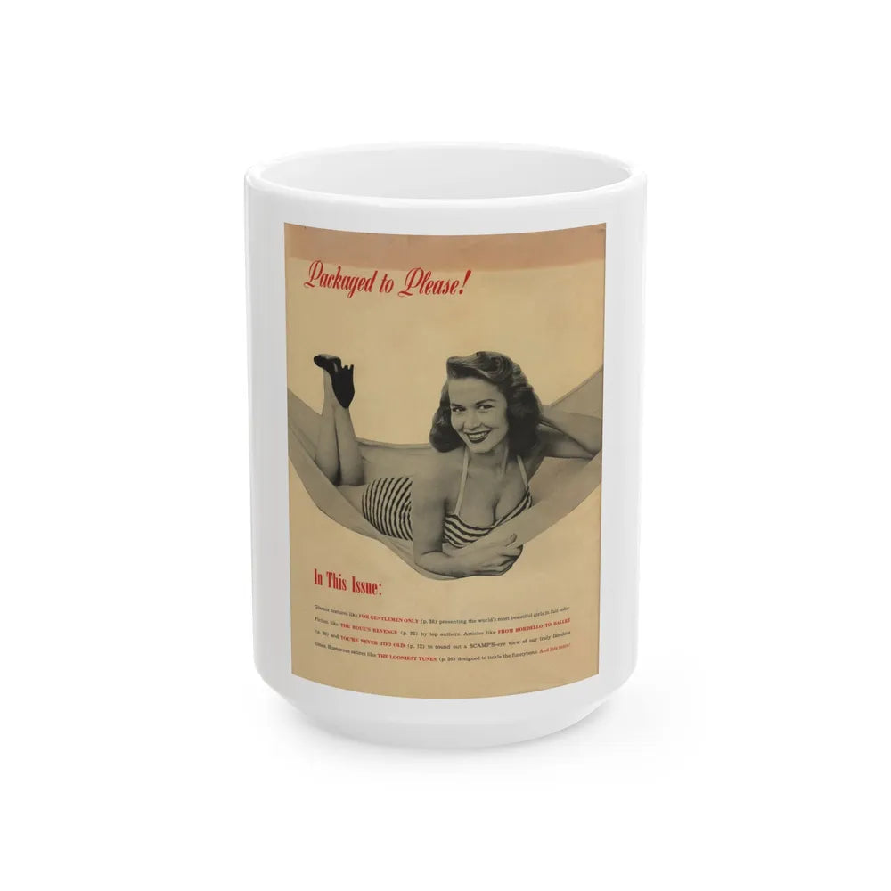 Penny Duncan #25 - Penny on Back Cover of Scamp Mag. Sept. '58 - 1 B&W Photo & Caption (Vintage Female Icon) White Coffee Mug-15oz-Go Mug Yourself