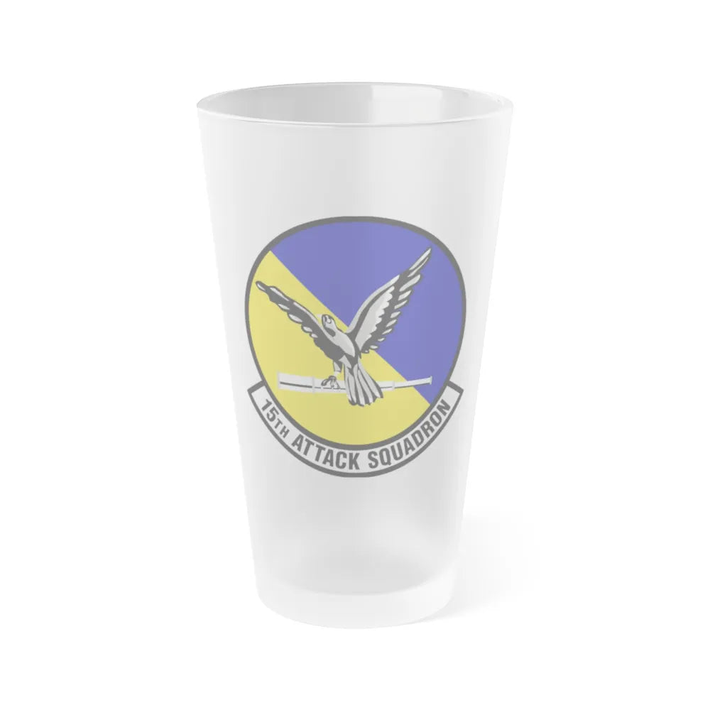 15th Attack Squadron Emblem (U.S. Air Force) Frosted Pint Glass 16oz-16oz-Frosted-Go Mug Yourself