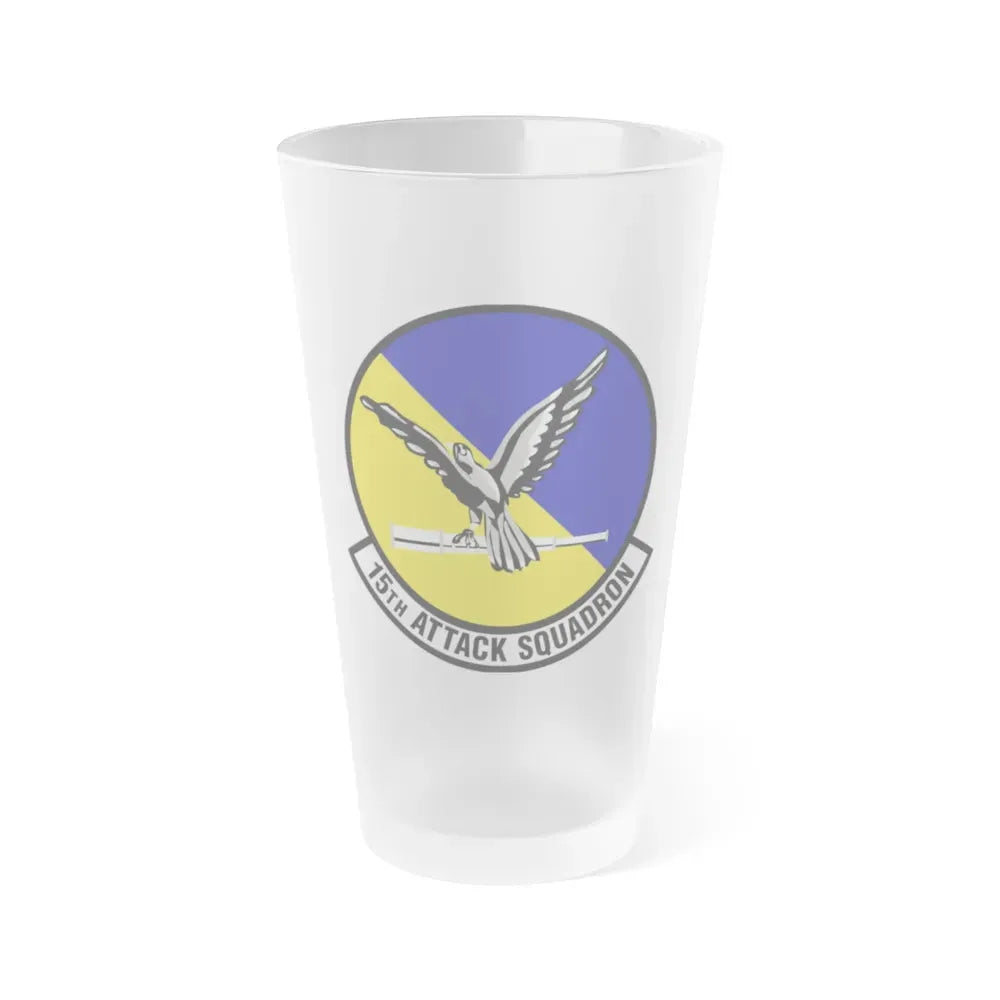 15th Attack Squadron Emblem (U.S. Air Force) Frosted Pint Glass 16oz 16oz Frosted - Go Mug Yourself