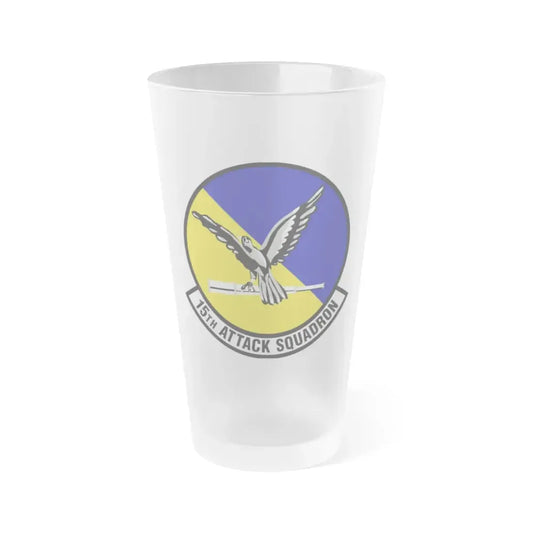 15th Attack Squadron Emblem (U.S. Air Force) Frosted Pint Glass 16oz 16oz Frosted - Go Mug Yourself