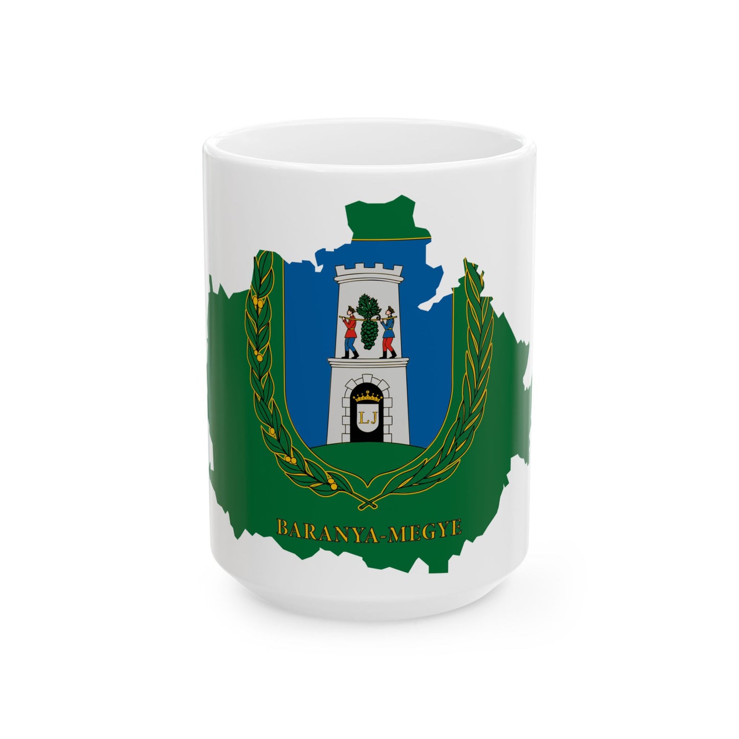 Flag-map of Baranya County (Hungary) White Coffee Mug