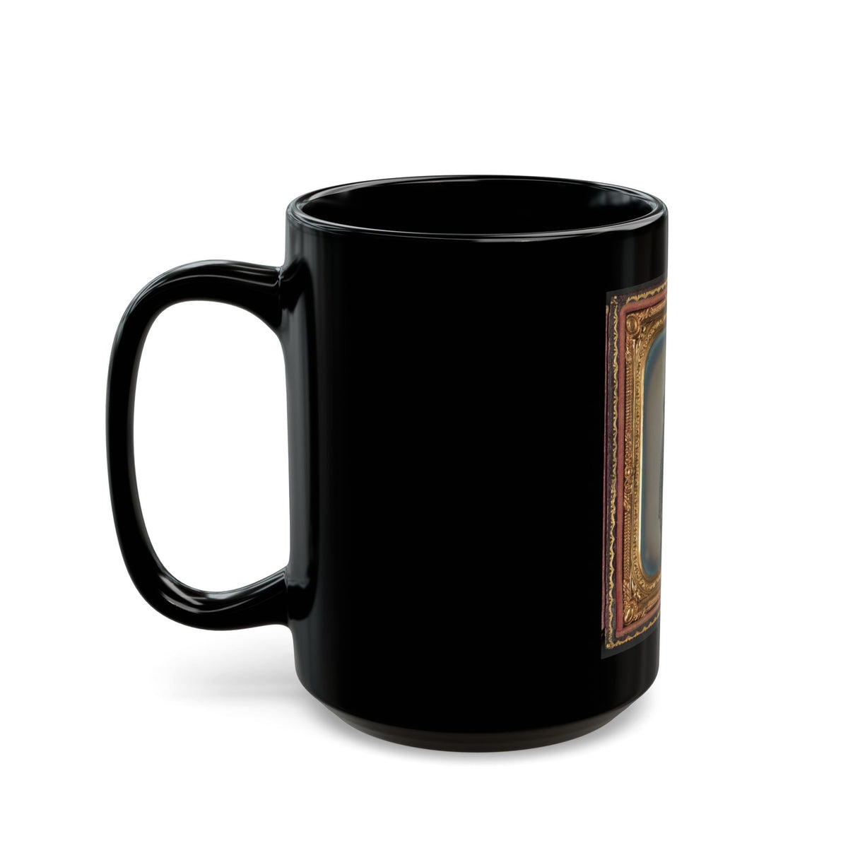Unidentified Soldier In Ohio Volunteer Militia Uniform With Bedroll And Musket (U.S. Civil War) Black Coffee Mug