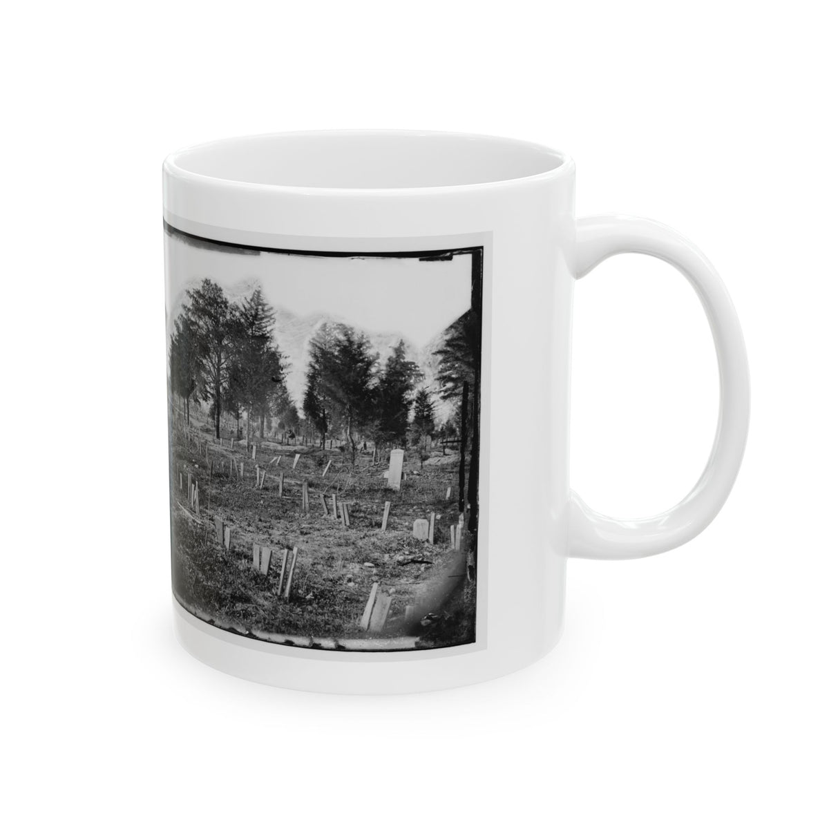 Richmond, Va. Graves Of Confederate Soldiers In Oakwood Cemetery, With Board Markers (U.S. Civil War) White Coffee Mug