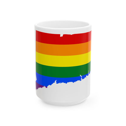 LGBT flag map of Connecticut (United States) White Coffee Mug
