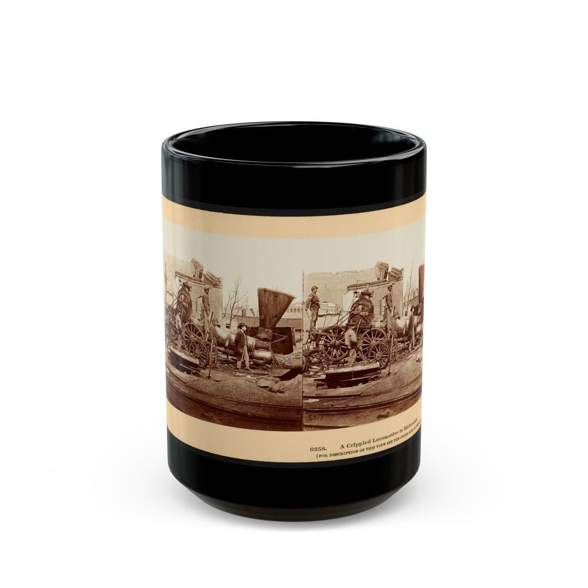 A Crippled Locomotive In Richmond (U.S. Civil War) Black Coffee Mug