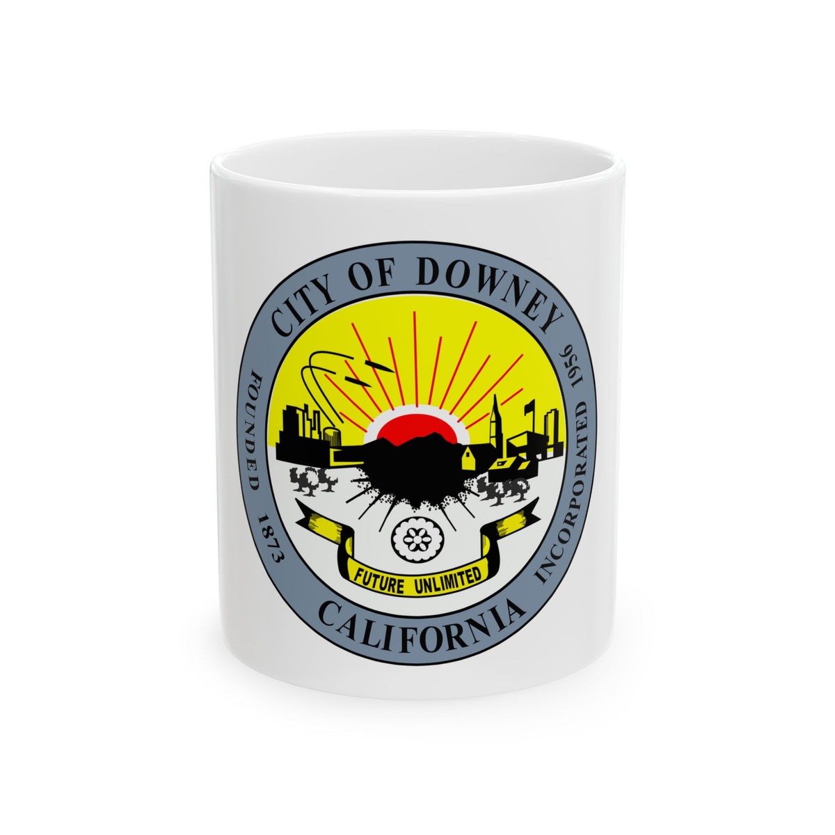 Seal of Downey California - White Coffee Mug