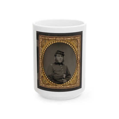 Unidentified Soldier In Union Officers's Uniform And Connecticut State Seal Buttons (U.S. Civil War) White Coffee Mug