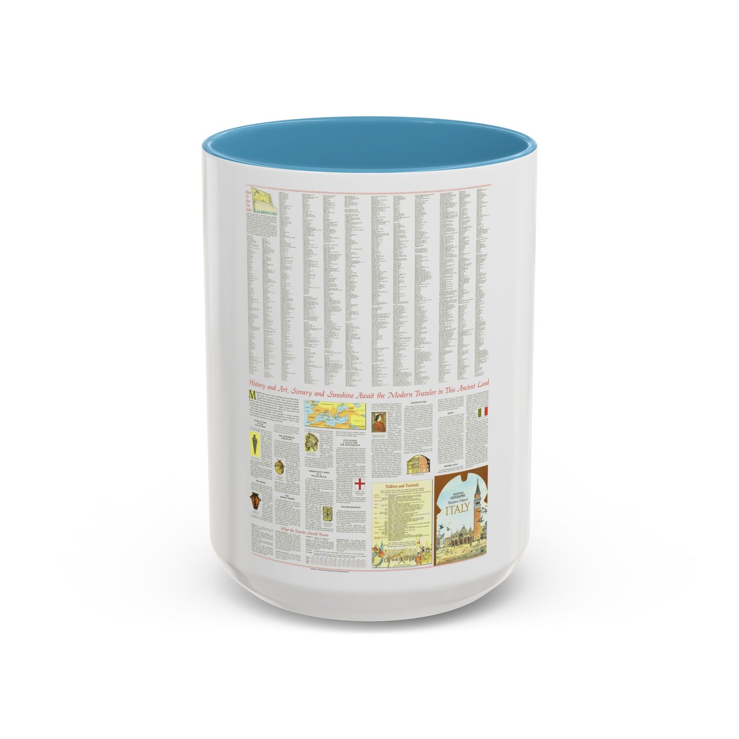 Italy - A Traveller's Map 2 (1970) (Map) Accent Coffee Mug