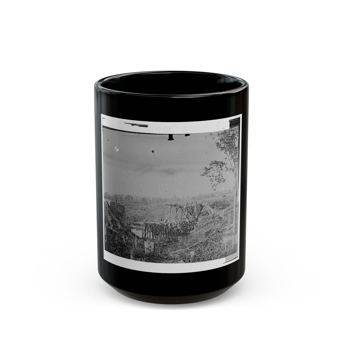 Catlett's Station, Va., Vicinity. Federal Soldiers Rebuilding The Orange & Alexandria Railroad Bridge Over Cedar Run (U.S. Civil War) Black Coffee Mug