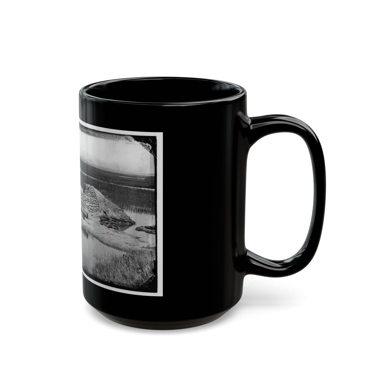 Morris Island, South Carolina. Battery Hays. One 8-Inch Parrot Rifle, Dismounted. Breaching Battery Against Fort Sumter (U.S. Civil War) Black Coffee Mug