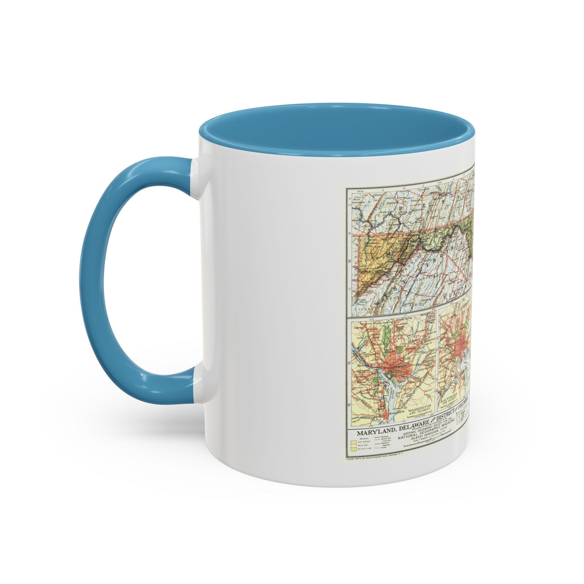 USA - Maryland, Delaware (1927) (Map) Accent Coffee Mug