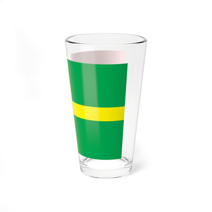Flag of Romanivskiy Raion in Zhytomyr Oblast (Ukraine) Pint Glass 16oz