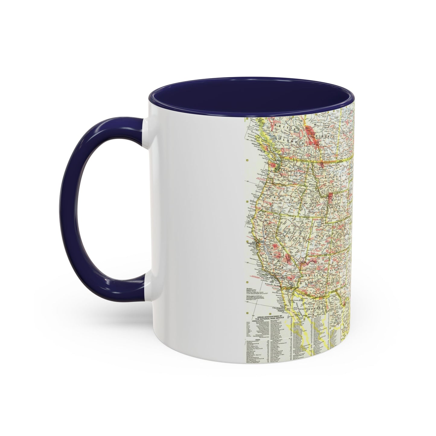 USA - National Parks and Historic Sites 1 (1958) (Map) Accent Coffee Mug