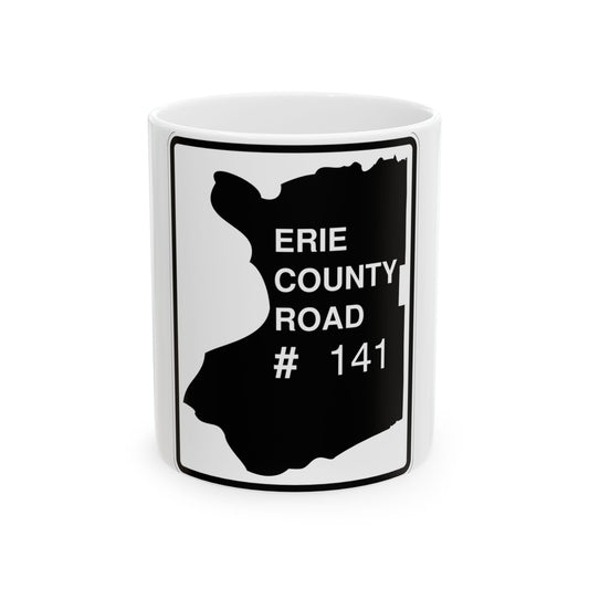 Erie County 141 NY (New York) (Road Sign) White Coffee Mug