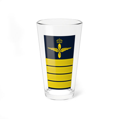 Navy shoulder board with a gold crown and winged propeller emblem above four gold bars at the base.