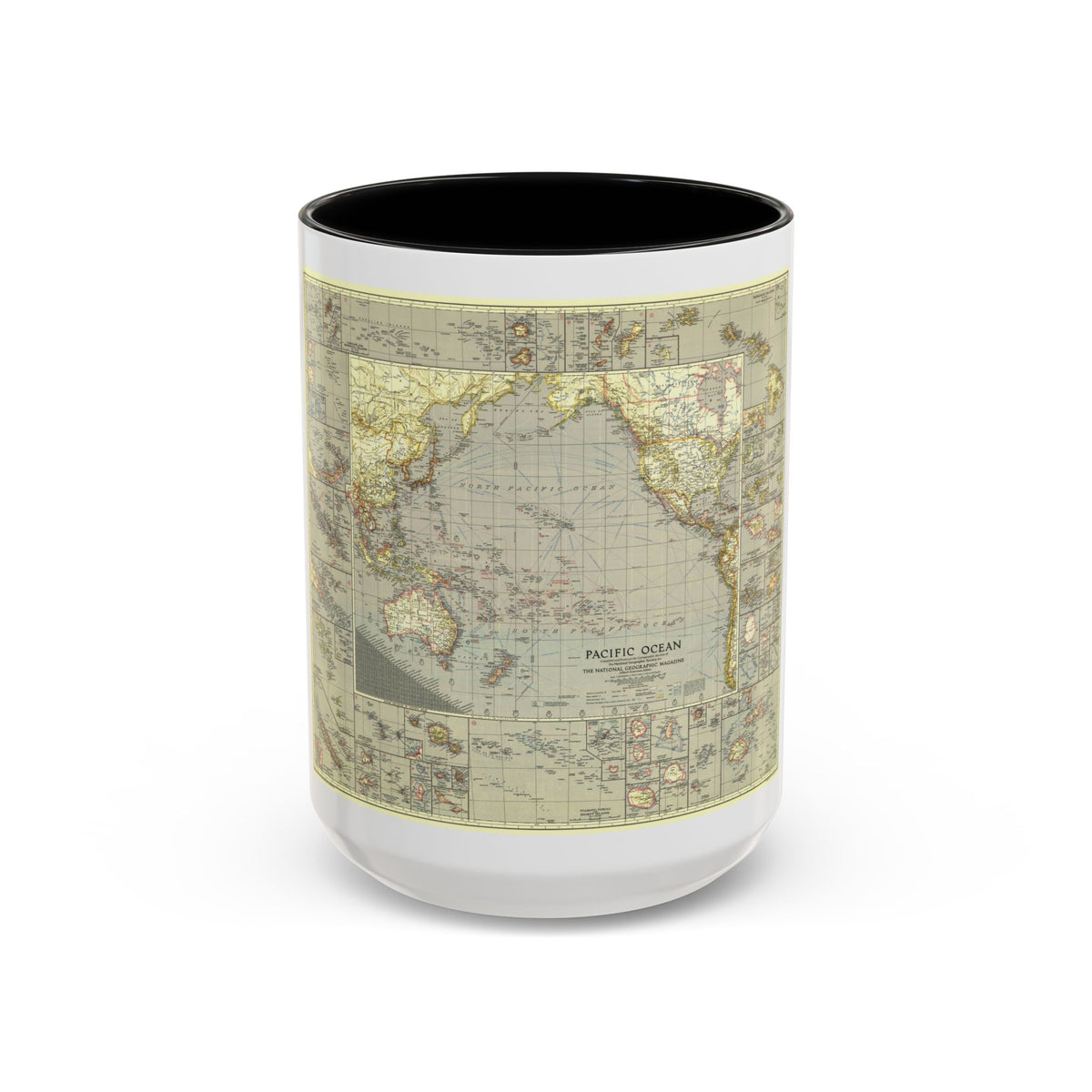 Pacific Ocean (1936) (Map) Accent Coffee Mug