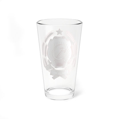 Emblem of the Ukrainian SSR printed version FireBrick (Soviet Union) (Coat of Arms) Pint Glass 16oz