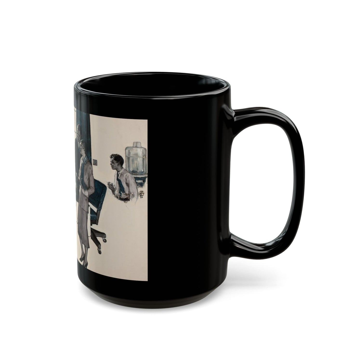 Couple in Modern Office, 1931 - Black Coffee Mug-Go Mug Yourself