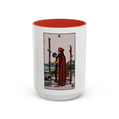 The 2 of Wands (Tarot Card) Accent Coffee Mug