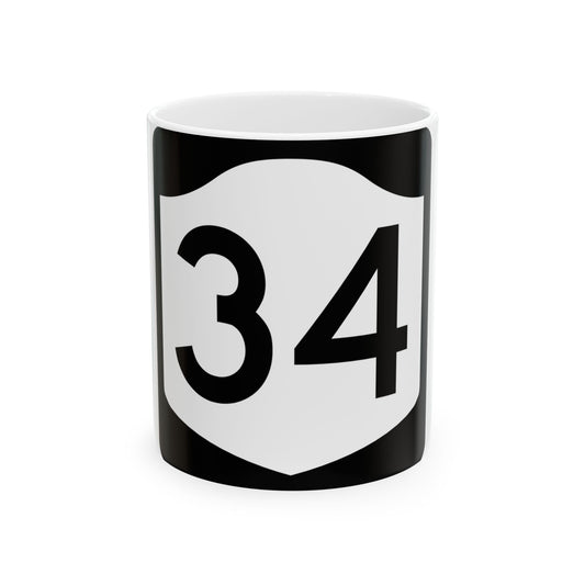 NY-34 (New York) (Road Sign) White Coffee Mug